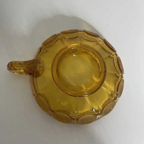 Fostoria Amber Glass Coin Dot Handled Dish Eagle - Picture 6 of 6